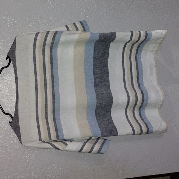 Chico's Striped Linen Blend Short Sleeve with Buttons 0/XS - Picture 7 of 7